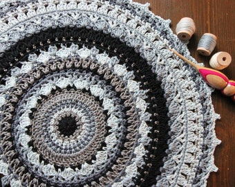 Ø 41 cm, Buntes rundes Häkeldeckchen Mandala,  Boho Style