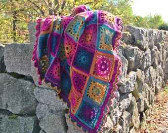 Kuschelige Granny Square Decke 113x94 cm