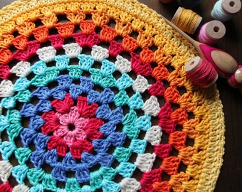 Gehaakt kleedje Ø 29 cm Mandala tafelkleed Boho stijl