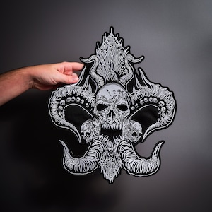 MEDUSA SKULL Large Back Patch  for custom biker vest