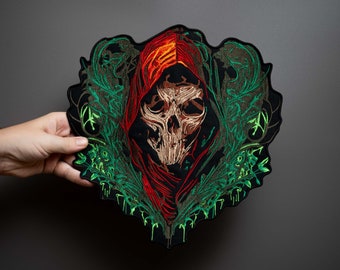 Grim Reaper Back Patch - Gothic Embroidered Patch for Jackets and biker vest