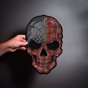 American Flag Skull Back Patch - Custom Biker Vest Iron-On