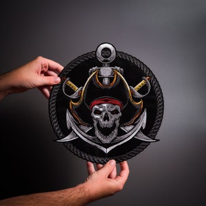 PIRATE SKULL large back patch for vest