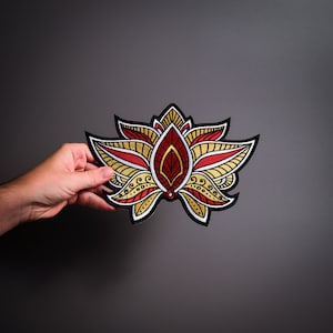 LOTUS FLOWER Iron-On Applique Patch, Embroidery Patch