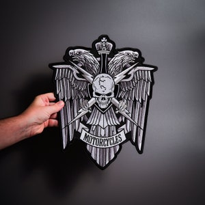 WINGS SKULL Large Back Patch for custom biker vest