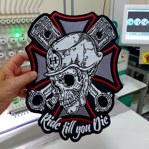 Large Custom Embroidered Patch for Biker Vest, Custom Embroidery
