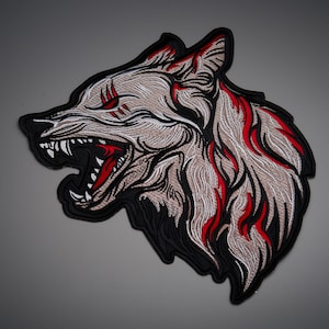 The Red Wolf Large Back Patch for Custom Biker Vest