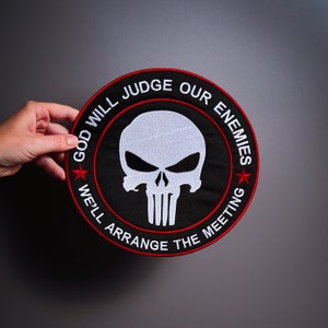 God Judge Skull Large Back Patch: Custom Biker Vest Iron-On