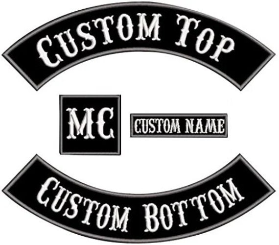 11 Custom Iron on Patches for Jackets Motorcycle Rocker Patches Top, Bottom  or Both 