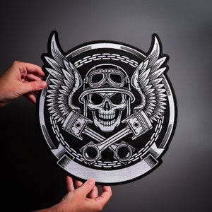 SKULL ANGEL Large Back Patch  for custom biker vest
