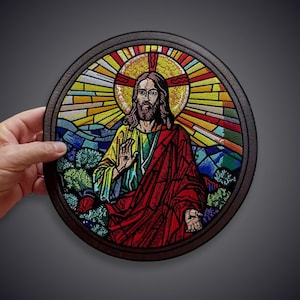 JESUS STAINED GLASS Window Patch for Clothing, Backpacks and more