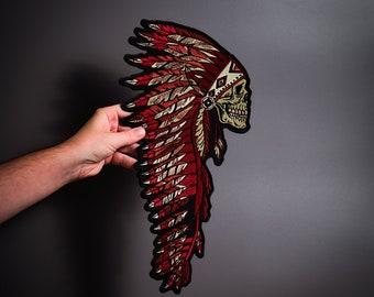 Patch INDIAN SKULL pour gilet de motard personnalisé