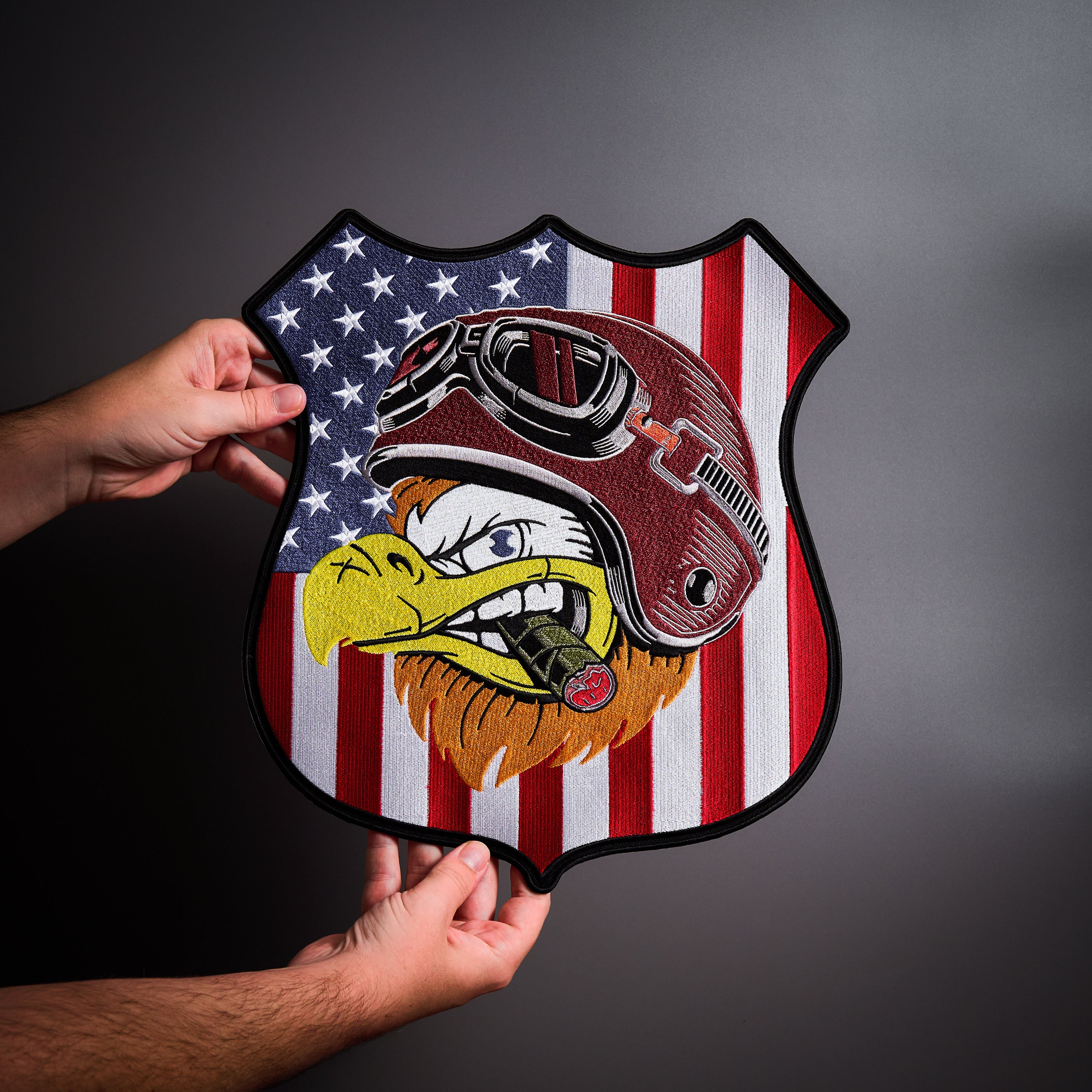 Vintage Style Eagle Biker Patch With USA Flag - American