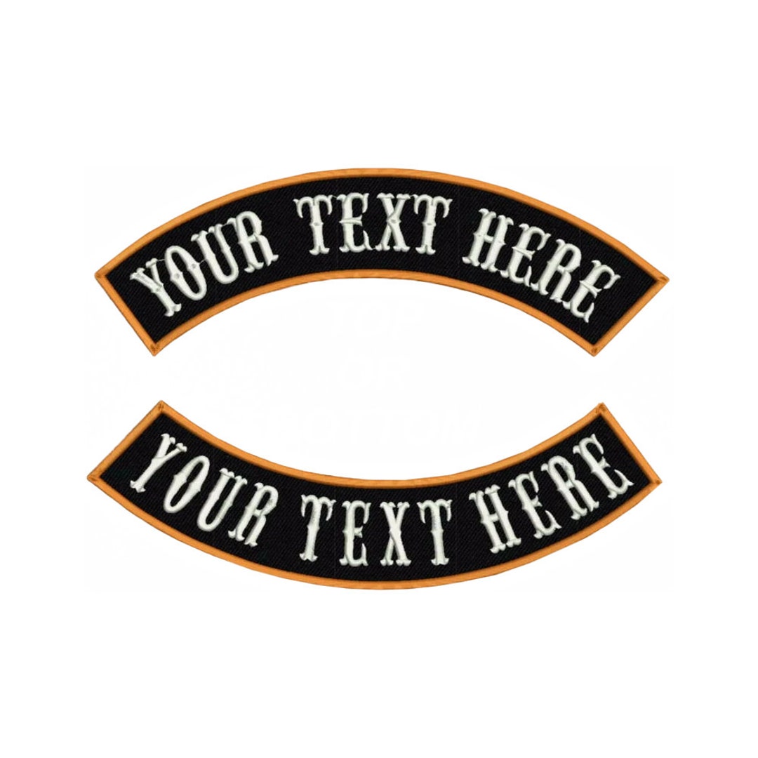  Custom Embroidered Patch Ribbon Rocker Name Tag MC Motorcycle  Biker Sew on Patches - 8 inch Set (E-2) - 7 pc
