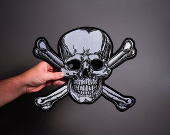 SKULL & CROSSBONES Large Biker Back Patch - Etsy