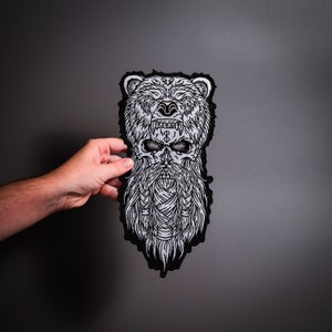 bear totem Large Back Patch for custom biker vest