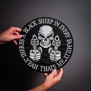 Black sheep skull Large Back Patch for custom biker vest