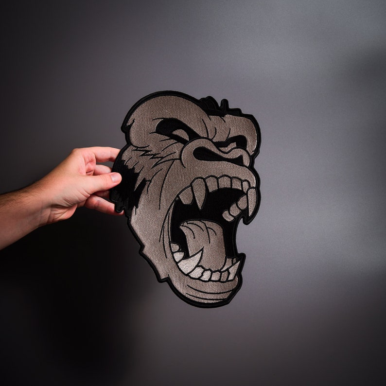 ANGRY KONG Silver Large Back Patch for Custom Biker Vest - Etsy Australia