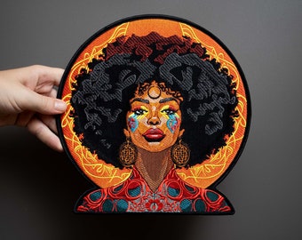 Grand écusson AFRO QUEEN au dos pour un cadeau personnalisé
