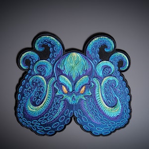 BLUE OCTOPUS iron-on patch for clothes