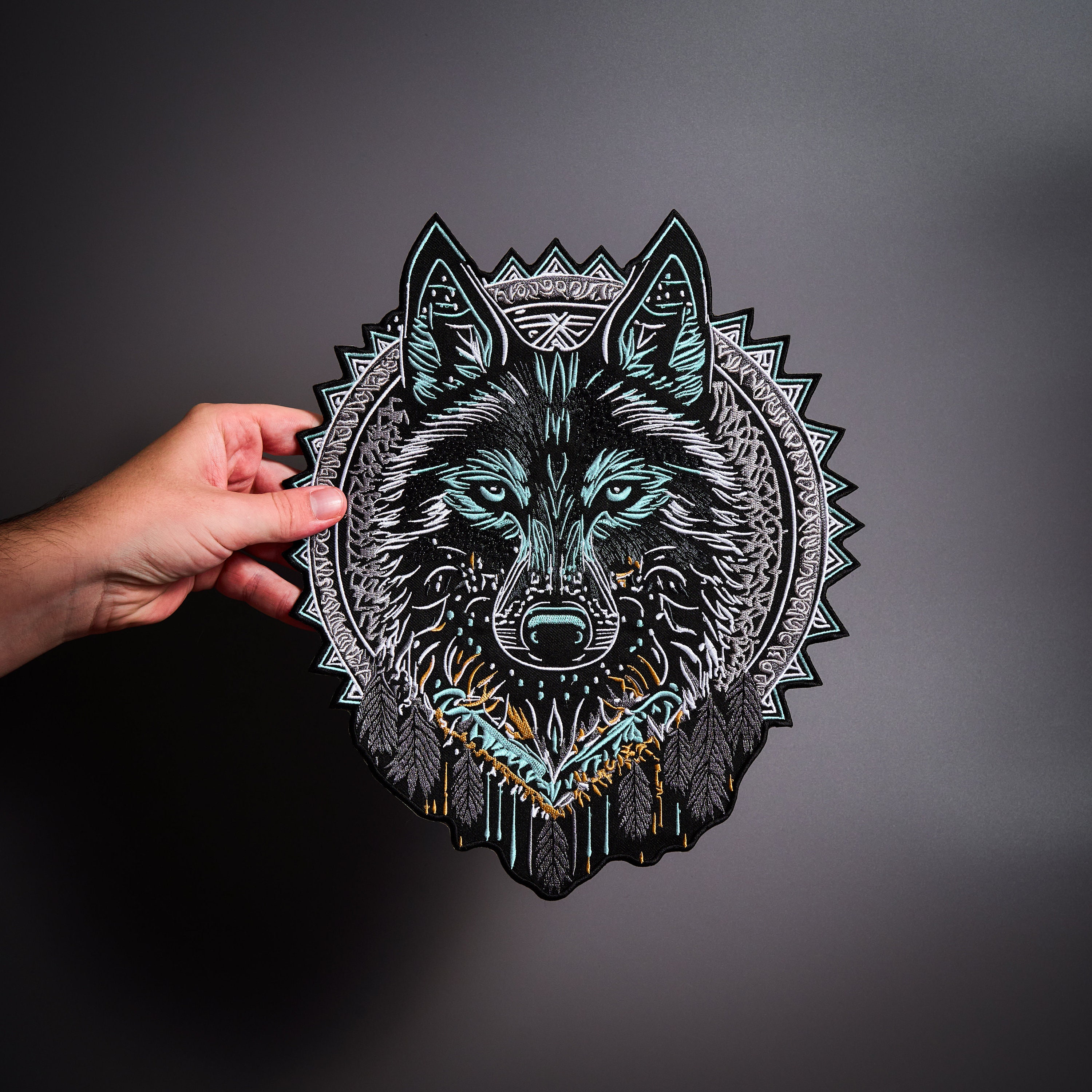 BLUE MOON WOLF Large Back Patch  for custom biker vest