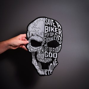 SAVE A BIKER Large Back Patch   for custom biker vest