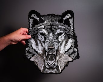 WOLF Large Back Patch iron on for custom biker vest