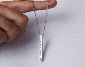 Men&#39;s Hebrew Necklace with Blessing | Silver Stainless Steel Rhodium-Coated Pendant | Protection Necklace for Men | Jewish Gifts from Israel