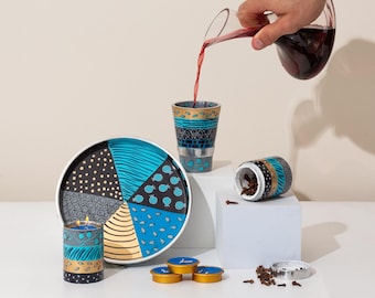 Set per Havdalah fatto a mano: regalo ebraico dipinto, portacandele per lo Shabbat