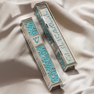 Contemporary Mezuzah, Peel and Stick Mezuzah Case with Scroll, Handmade Judaica in Israel, a Perfect Jewish Home Blessing  with a Gift Box