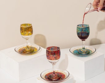 Artisan Marc Chagall Inspired Kiddush Cup Set | Handcrafted Jewish Art for Shabbat, Jewish Weddings, and Holiday Celebrations