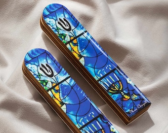 Mezuzah Case with Marc Chagall Designs, Peel and Stick Modern 5" Mezuzah with Scroll with a Gift Box, a Perfect Jewish Housewarming Gift