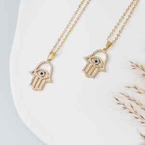 Evil Eye Hamsa Necklace For Women - 16K Gold Plated Protection Charm With Malachite Stone