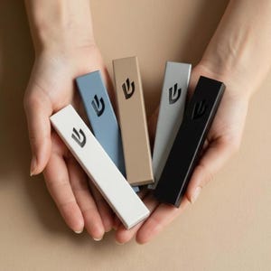 Minimalist Jewish Mezuzah Case for Door with non Kosher Scroll & Gift Box