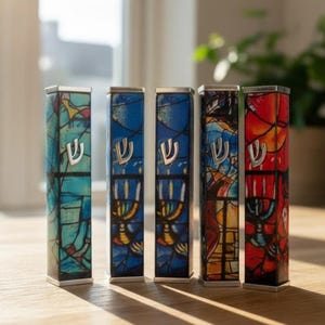 Unique Mezuzah Cover Chagall Inspired Design + Gift Box