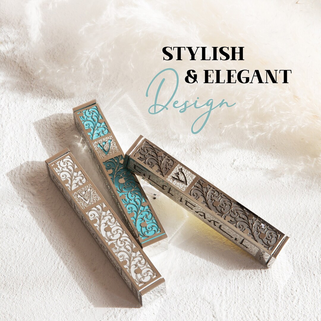 Modern Handmade Mezuzah, Peel and Stick Mezuza Cover With Scroll