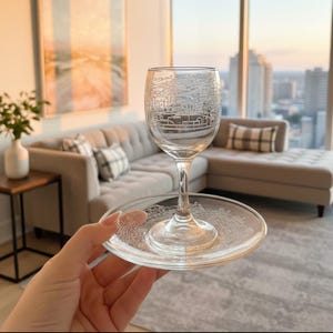 Juego de copas Kiddush de vidrio de Jerusalén con plato - Decoración judía para el hogar - Juego de Shabat