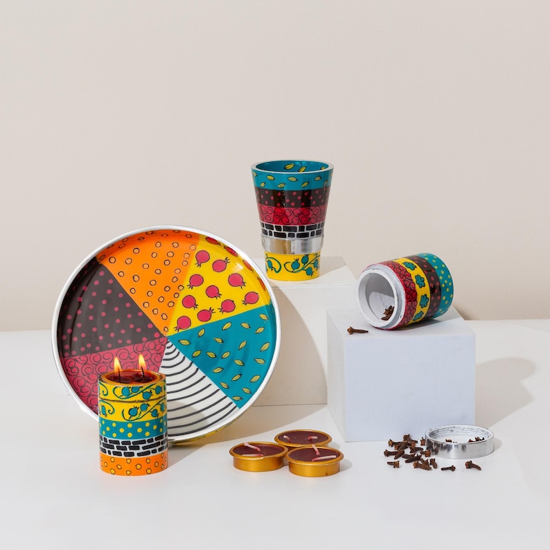 Modern Handmade Havdalah Set Includes Kiddush Cup, Besamim spices