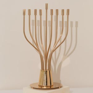 Luxurious Chanukah Menorah - Nickel and Gold Plating, 9-Branch Menorah, Hanukkah Gift, Jewish Art, Modern & Traditional Decor