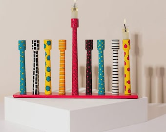 Modern Hanukkah Menorah: Handmade Jewish Art