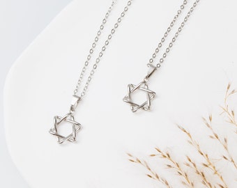 Chic Silver Star of David Necklace for Women | Jewish Star Magen David Necklace | Stainless Steel with Rhodium cover