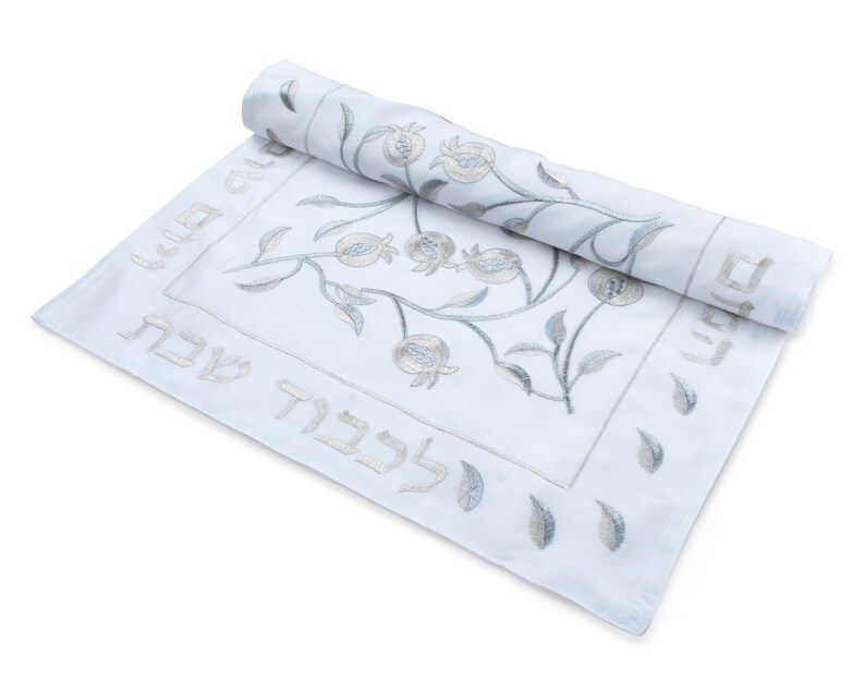 Challah Cover With Pomegranate Embroidery Kits in Silver and Etsy