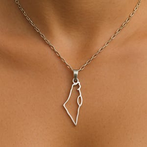 Stunning Silver Israel Map Necklace | Stainless Steel Israel Necklace Israel Jewelry with Adjustable Chain