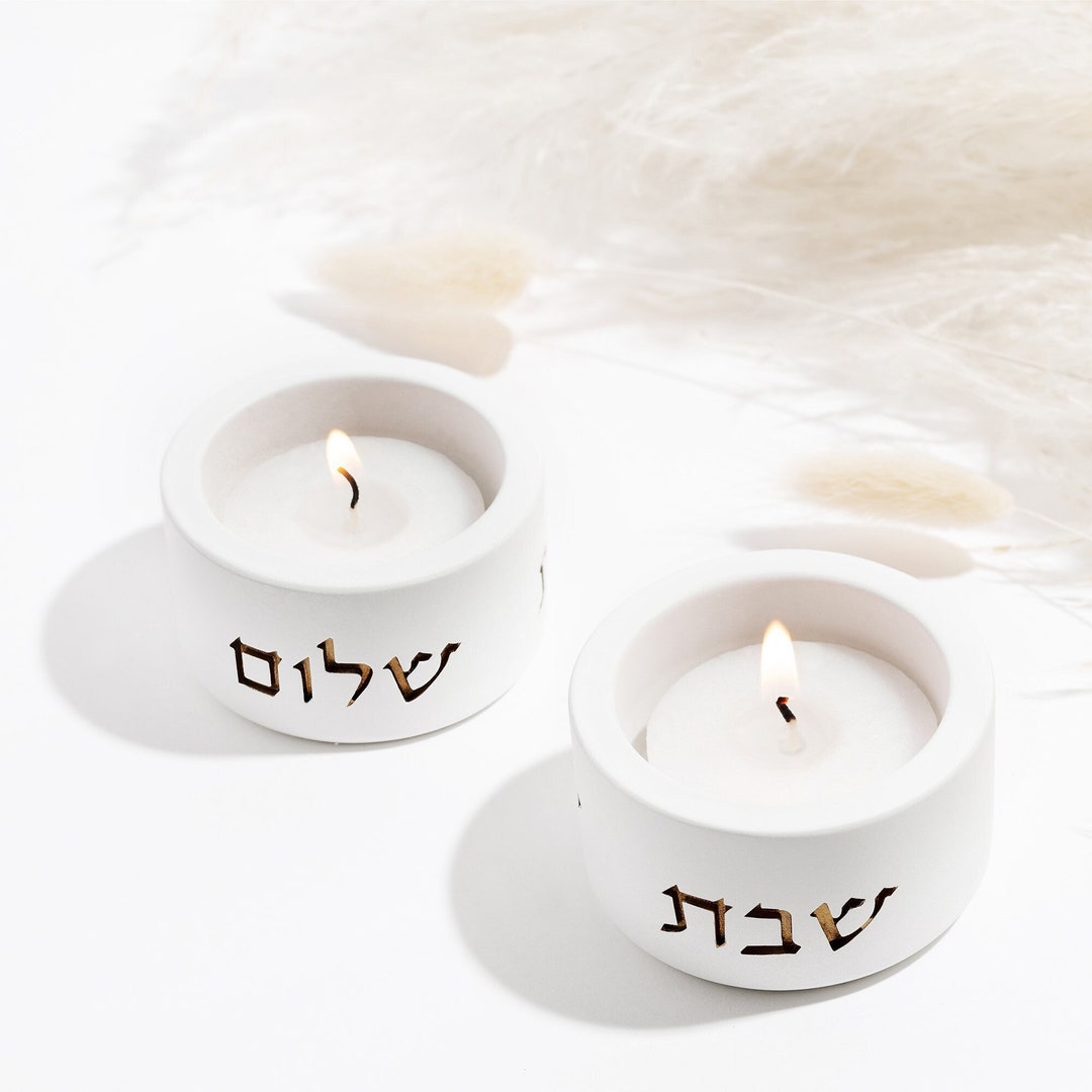 Shabbat Candle Holders Modern Concrete Design, Elevates Your Jewish
