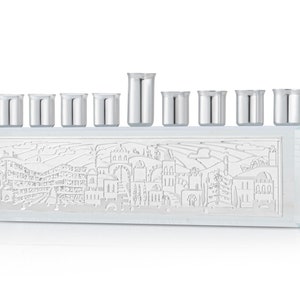 Silver Jewish Chanukah Menorah, Contemporary design from Crystal glass, 9 branch Hand painted Tample Hanukkah Menorah, a Perfect Gift