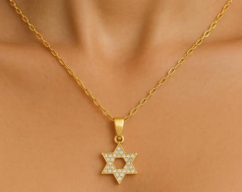 Chic 14k Gold-Filled Star of David Necklace for Women | Stylish Jewish Star Magen David Necklace with Zirconia Diamonds Setting