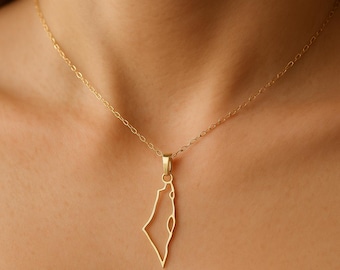 Stunning 14k Gold-Filled Israel Map Necklace | Classic Israel Necklace Israel Jewelry with Adjustable Chain