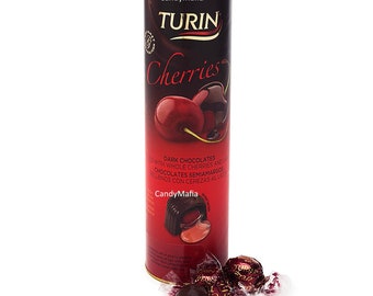 Chocolate Covered Cherries with Brandy - 7oz Tube Liquor Filled Chocolate Cherries 20 Piece Liqueur Tube