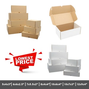 Cardboard Boxes White & Brown Small Parcel Royal Mail Size Postal Die Cut Folding