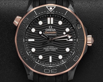 Omega Seamaster Diver 300 M Black Ceramic Sedna Gold, gifts for him, gifts for men.